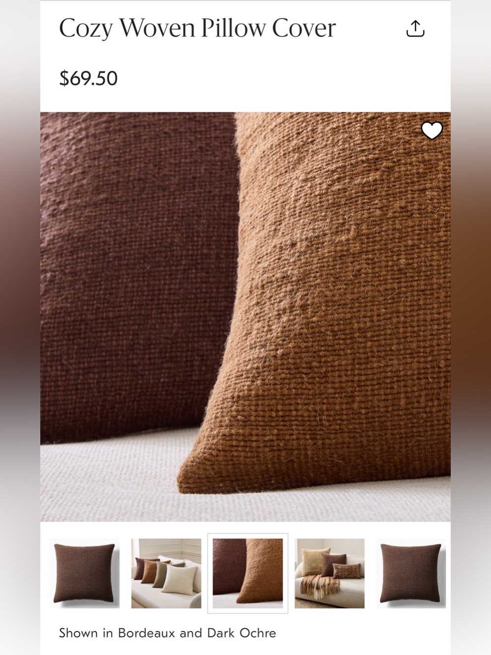 Cozy Woven Pillow Cover - Dark Ochre